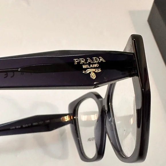 💯- New- Authentic Prada PR18WV 08Q101 Eyeglasses Dark Blue Crystal Cat E…